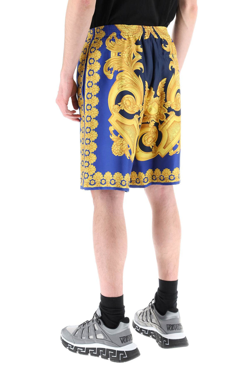 Versace silk shorts with 'barocco 660' print