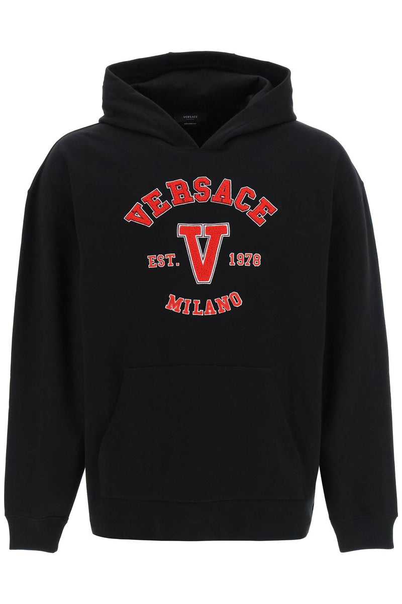 Versace varsity hoodie with terry patches