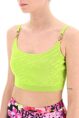 Versace 'la greca' knitted cropped top