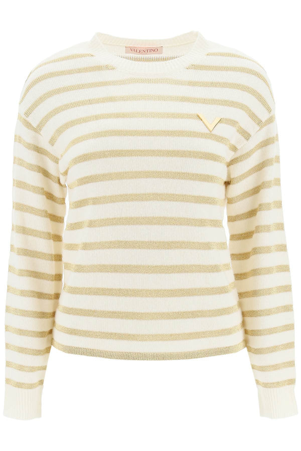 Valentino lurex striped wool-blend knit sweater