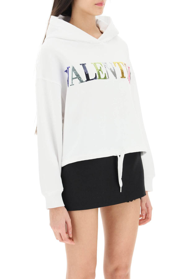 Valentino sequinned logo hoodie