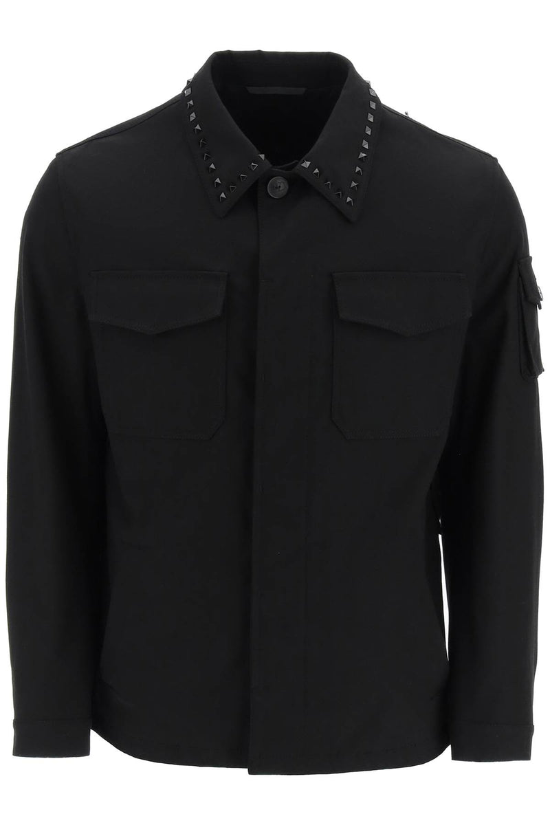 Valentino black untitled studs workwear jacket