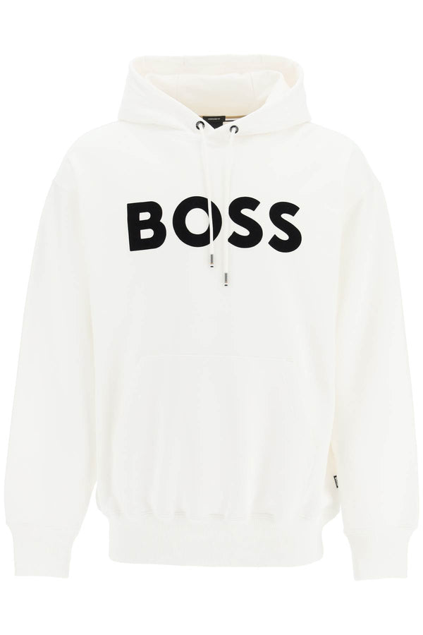 Boss 'sullivan' flocked logo hoodie