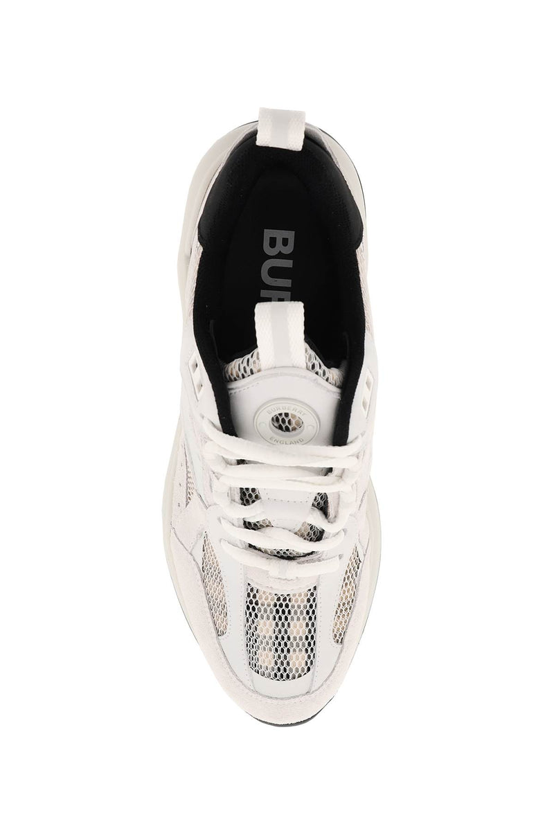 Burberry smooth leather and suede sneakers with tartan mesh inserts