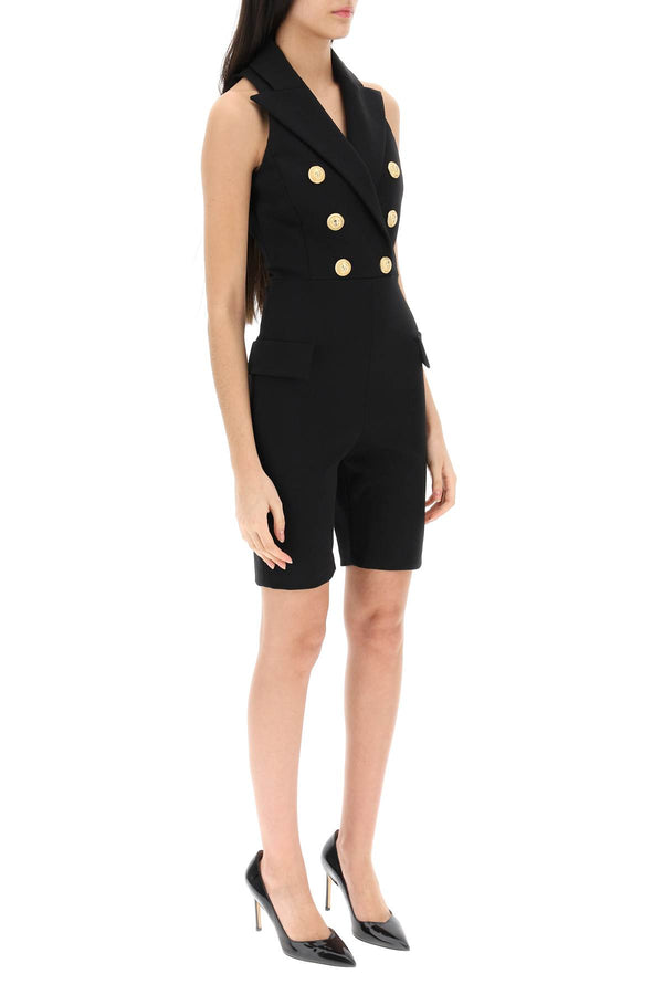 Balmain short jumpsuit with embossed buttons