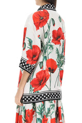 Dolce & gabbana short-sleeved silk shirt with poppy and polka dot print