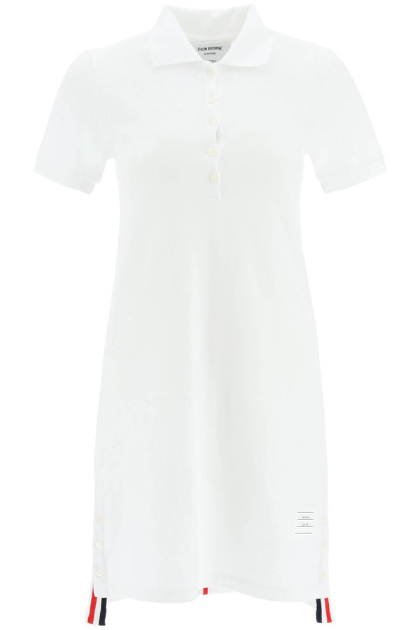 Thom browne cotton piquet polo dress with tricolored detail