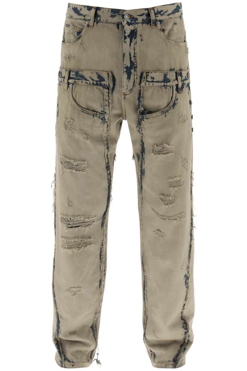 Dolce & gabbana overdyed patchwork jeans