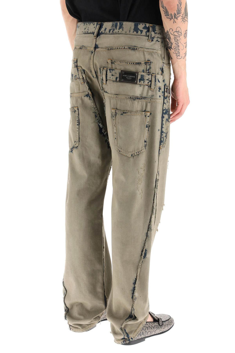 Dolce & gabbana overdyed patchwork jeans