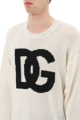 Dolce & gabbana crewneck pullover with jacquard logo