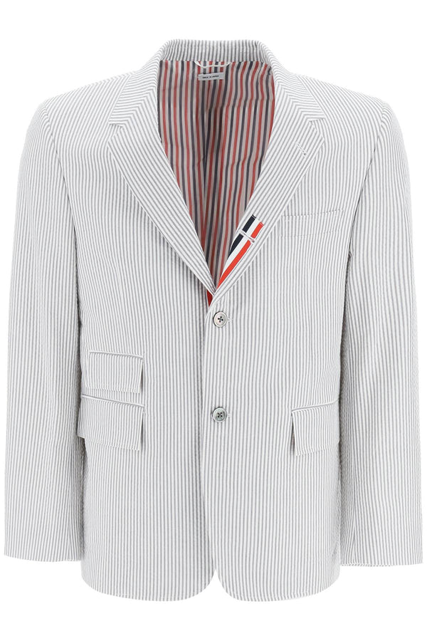 Thom browne striped jacket with tricolor details