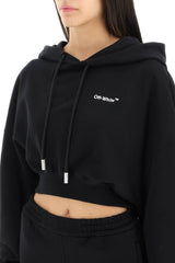 Off-white oversized cropped hoodie with chest logo