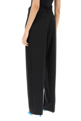 Off-white stretch twill pants with pleated front