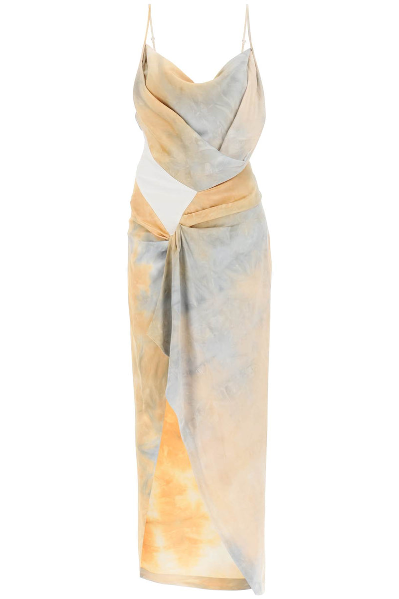 Off-white draped tie-dye dress